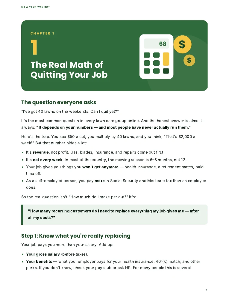 Chapter 1 sample: The Real Math of Quitting Your Job